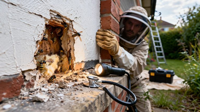 Bruit de grattement dans les murs dû à des guêpes